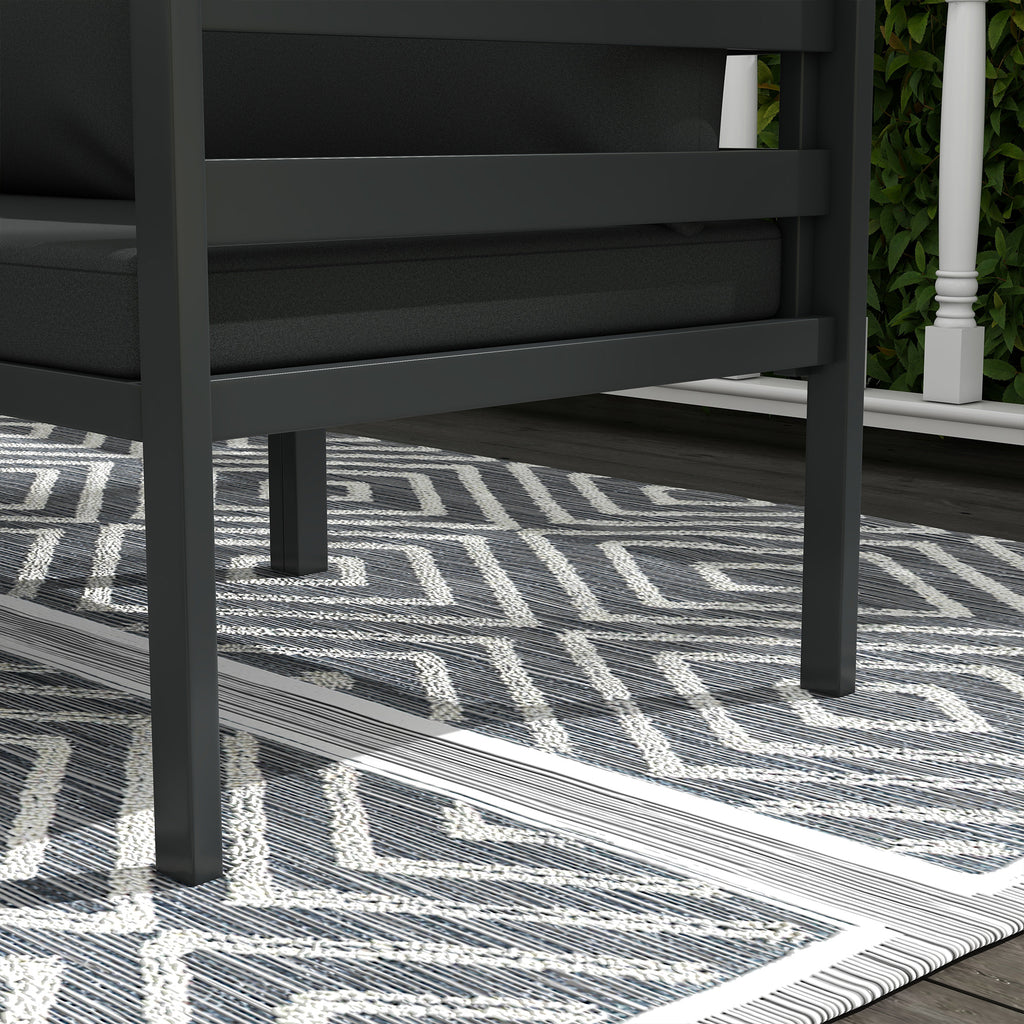 Outsunny garden set 7 pieces in steel and polyester with 5 chairs with cushions and 2 coffee tables, gray - Borgè