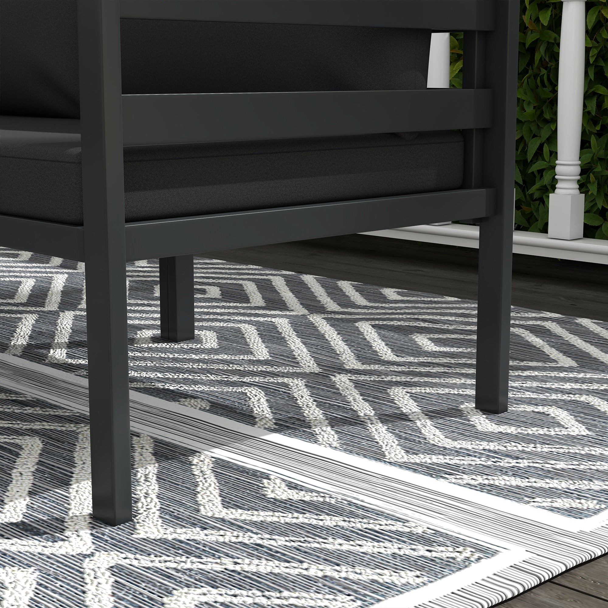 Outsunny garden set 7 pieces in steel and polyester with 5 chairs with cushions and 2 coffee tables, gray - Borgè