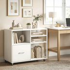 HOMCOM A4 Printer Table with Wheels and Drawer for Home and Office