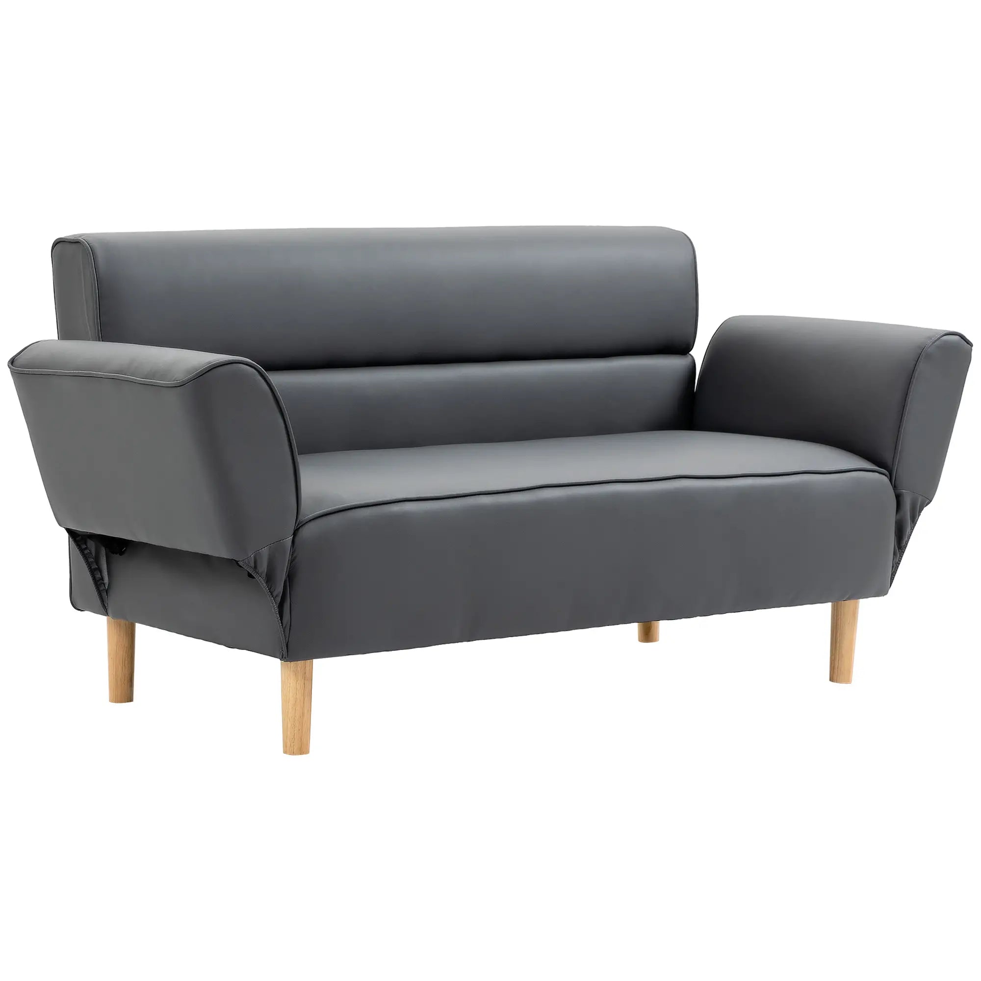 2 Seater Sofa Convertible to Single Sofa Bed with Adjustable Armrests, 164x71x75cm