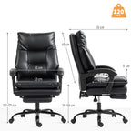 Height-Adjustable Desk Chair with 135° Reclining Angle, Black PU Leather, 65x76x113-121 cm