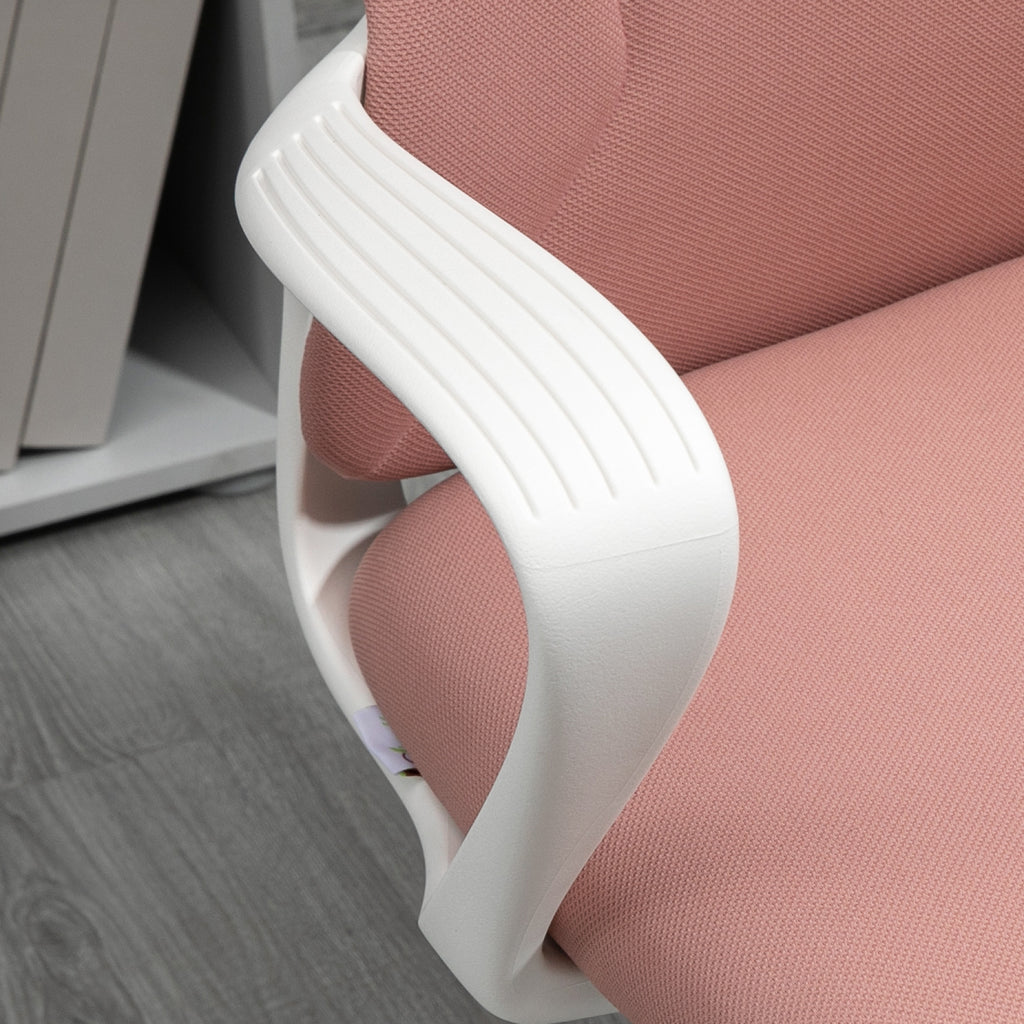 Ergonomic and Padded Office Chair with Adjustable Height and Rocking, 62x56x110-119.5 cm, Pink