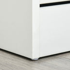 Space-Saving Wooden Shoe Rack with 4 Flap Drawers and Adjustable Shelf for 16 Shoes, 98x24x83cm, White