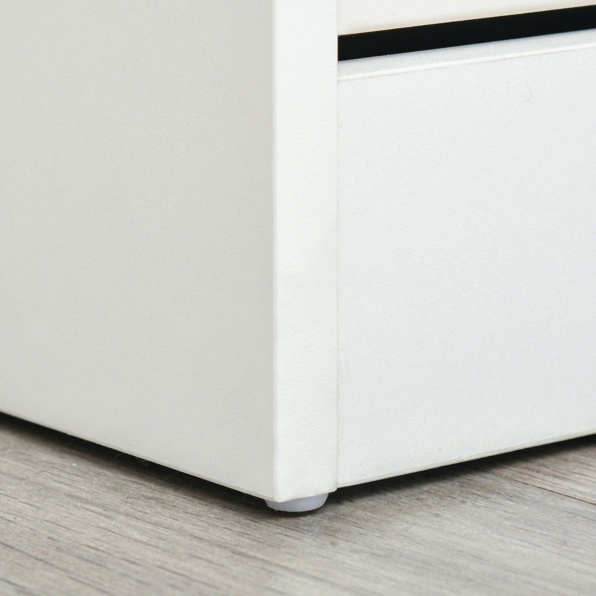 Space-Saving Wooden Shoe Rack with 4 Flap Drawers and Adjustable Shelf for 16 Shoes, 98x24x83cm, White