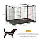 Metal Dog Kennel with Door and Bottom Tray, 109x74x71cm, Grey - Borge' Group Limited