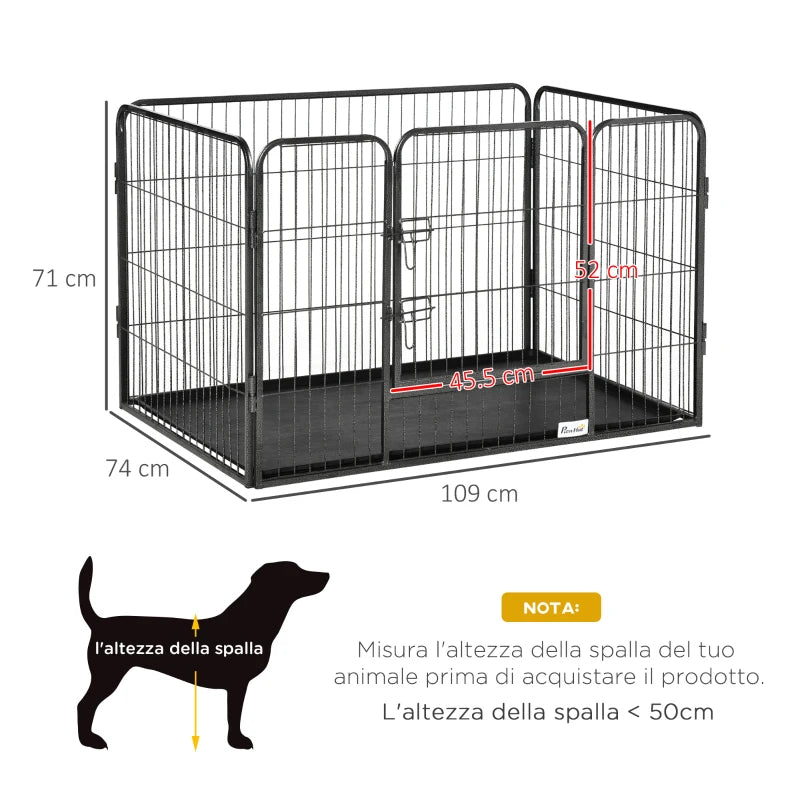 Metal Dog Kennel with Door and Bottom Tray, 109x74x71cm, Grey - Borge' Group Limited