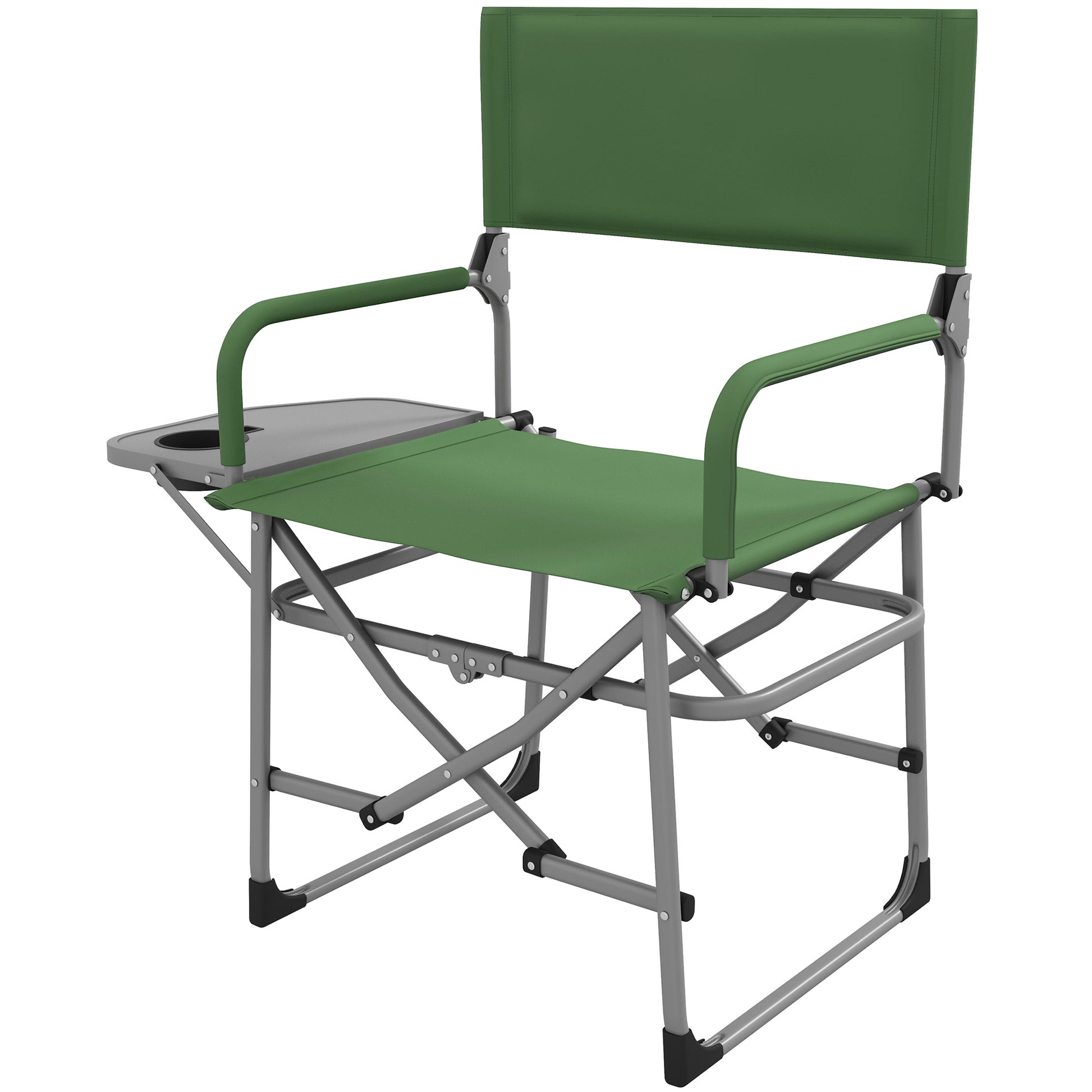 Outsunny Folding Camping Chair with Side Table, in Metal and Oxford Fabric, 81x51x87 cm, Green - Borgè