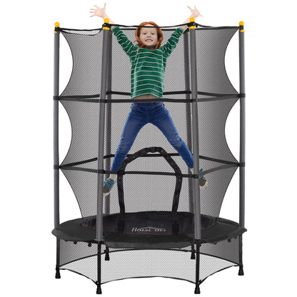 Children's Trampoline with Safety Net and Padded Poles Age 3-10 Years, Ø140 x 190 cm, Black