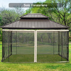 Outsunny Universal Replacement Gazebo Mosquito Net with Zippers, 335x207cm - Black and Beige