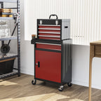 HOMCOM Tool Trolley 5 Drawers, Removable Box and Cabinet with Steel Key, Red - Borgè