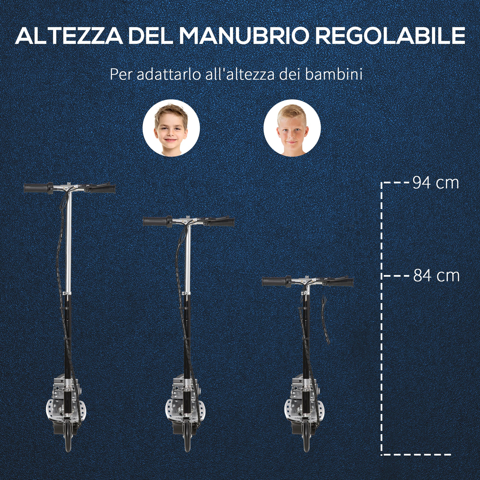 Folding Scooter for Children Ages 7-12, 120W with Brake and Kickstand, 75x37x98 cm, Black