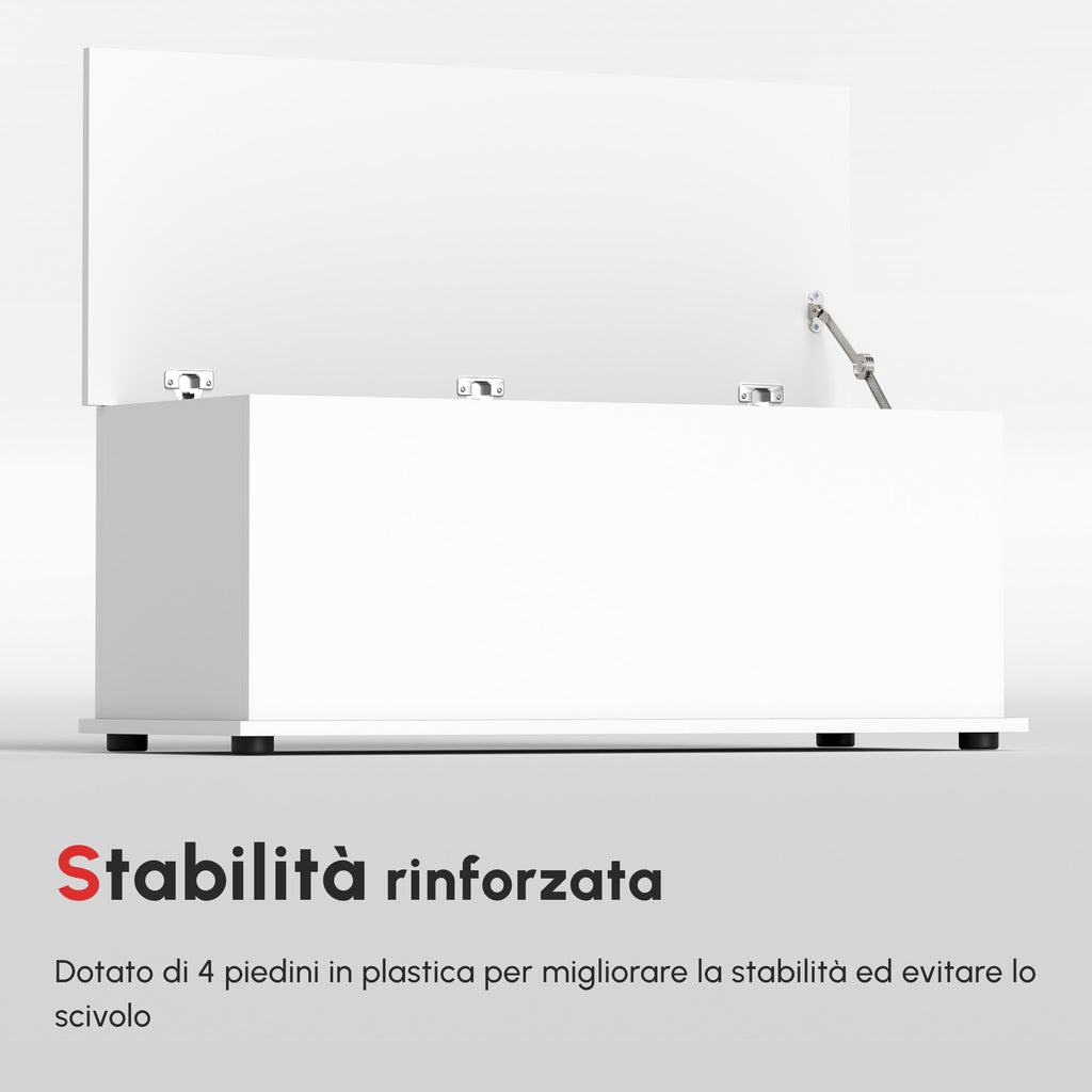 HOMCOM Multipurpose Chipboard Storage Bench with Opening Lid, for Bedroom and Entrance, 100x40x40cm, White
