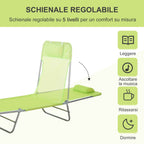Outsunny Folding Sun Lounger with Reclining Backrest and Cushion, 182x56x24.5cm