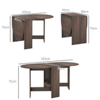 HOMCOM Folding Table with 2 Oval Flaps, Space-Saving Wooden Console, Brown - Borgè