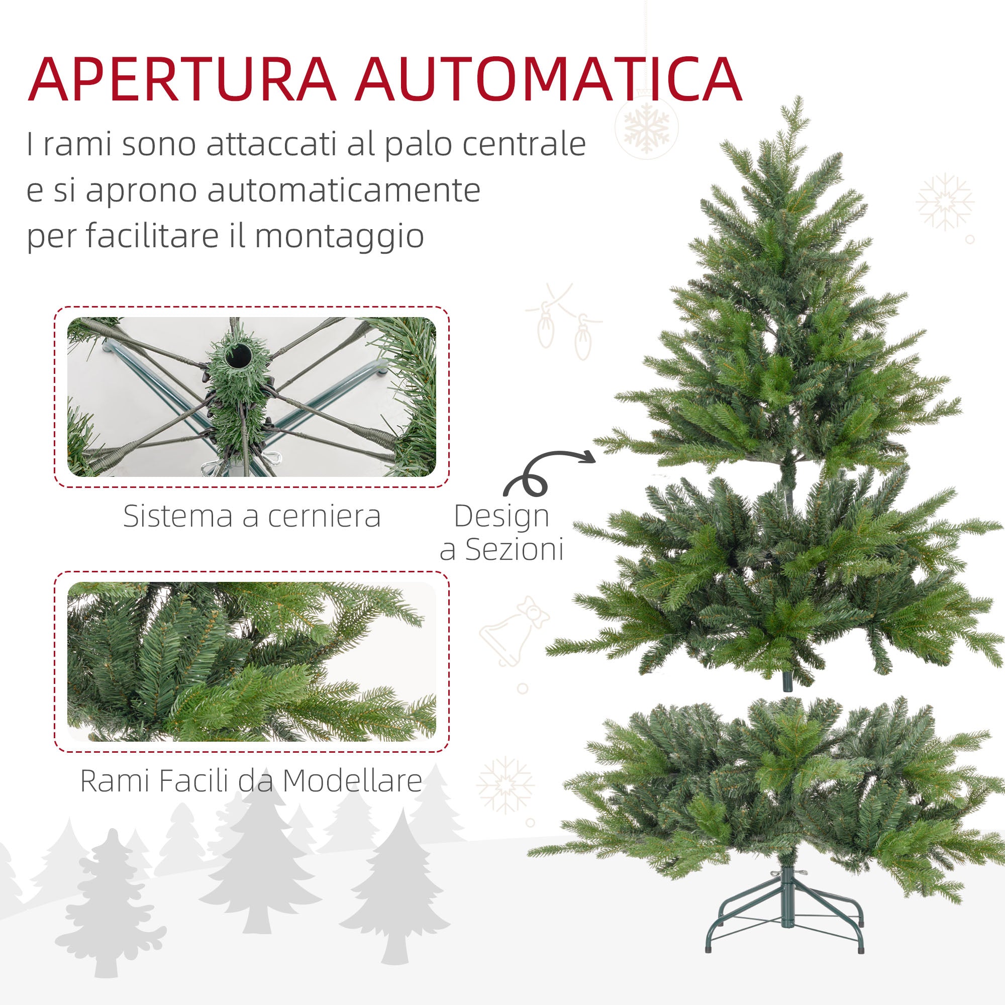 150cm Green Plastic Christmas Tree with Metal Base and 1309 Fireproof Branches