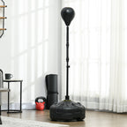 Floor Punching Ball with Fillable Base and Suction Cups, Adjustable Height from 145-180 cm, Black