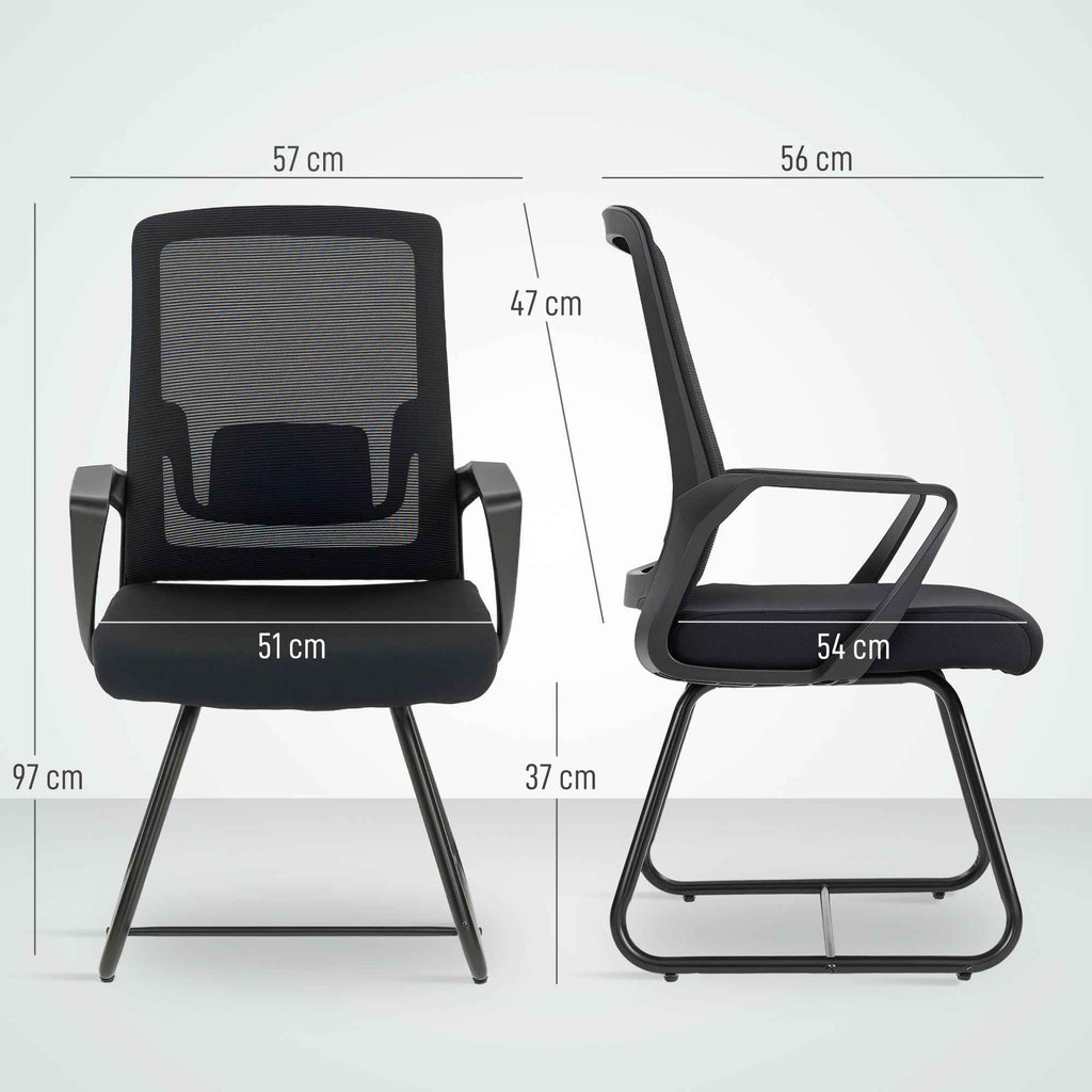 HOMCOM Ergonomic Office Chair with Armrests for Waiting Room, Black
