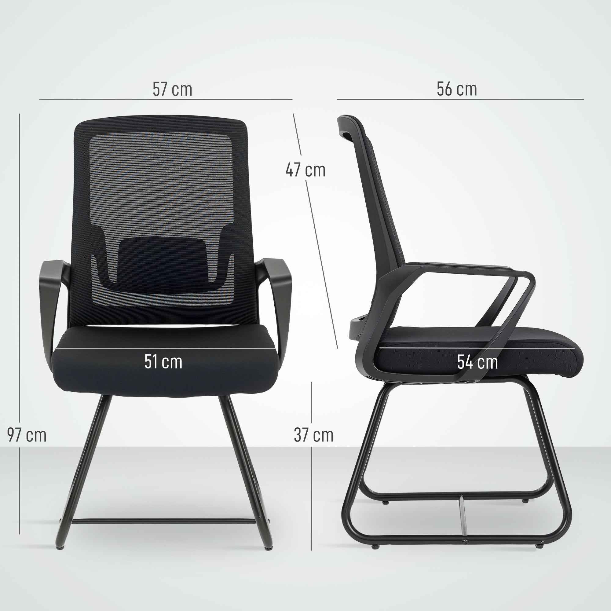 HOMCOM Ergonomic Office Chair with Armrests for Waiting Room, Black