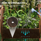 Outsunny 3-Tier Outdoor Planter with Decorative Wheels Made of Carbonized Fir Wood, 62x61x57 cm