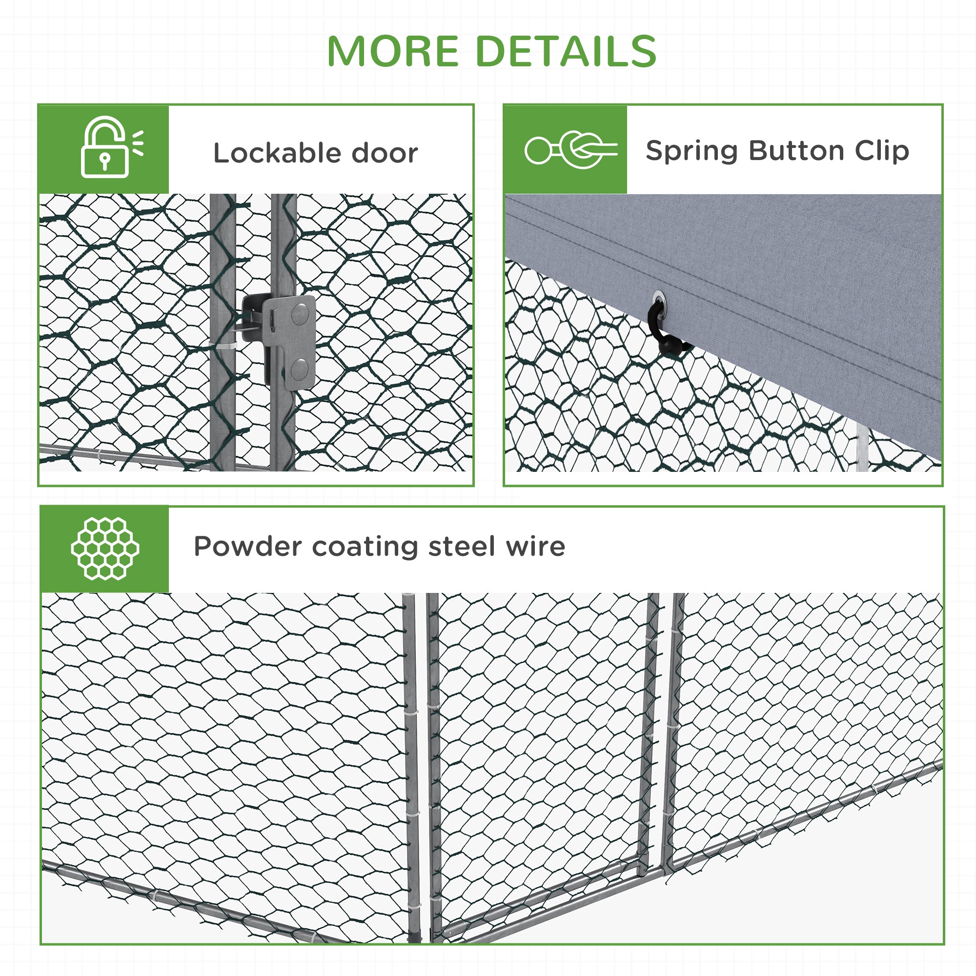 Pawhut fence for hens with roof and stainless stainless door for 10-15 animals, 4x3.5x2.6m - Borgè