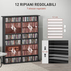 16-Tier Modern Design Wooden CD Bookcase Cabinet, 106.5x24x123.7 cm, Black