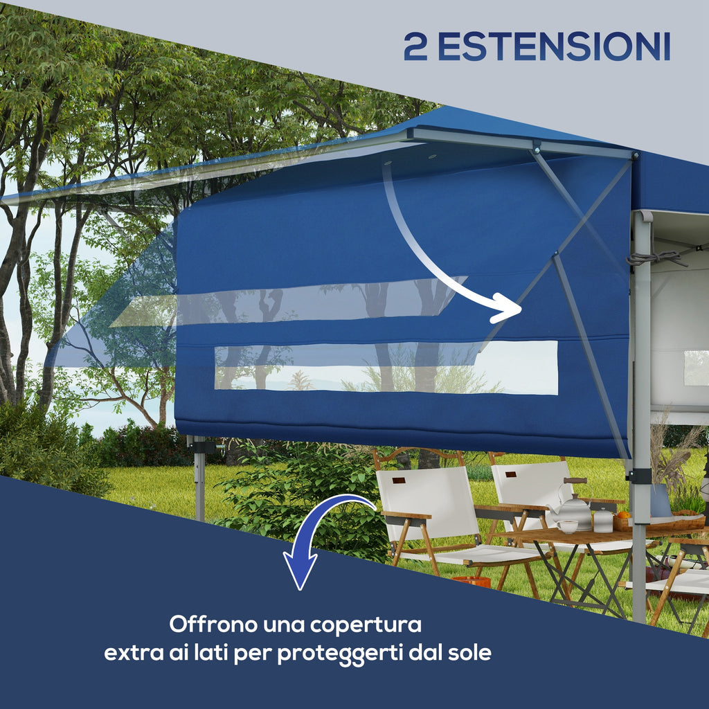 5x3m Folding Gazebo with Extendable Walls, Adjustable Height and Wheeled Bag, Blue