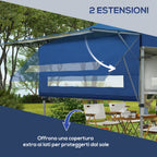 5x3m Folding Gazebo with Extendable Walls, Adjustable Height and Wheeled Bag, Blue