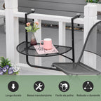 Folding and Adjustable Metal Railing Table, 60x60x57-72cm, Black