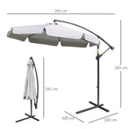 Garden Umbrella with Crank Opening in Metal and Polyester, Ø2.7x2.7 m, Gray
