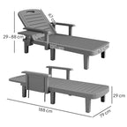 Outsunny Set of 2 Adjustable Garden Loungers with Table and Armrests, in Polypropylene, 79x158x88 cm, Dark Grey