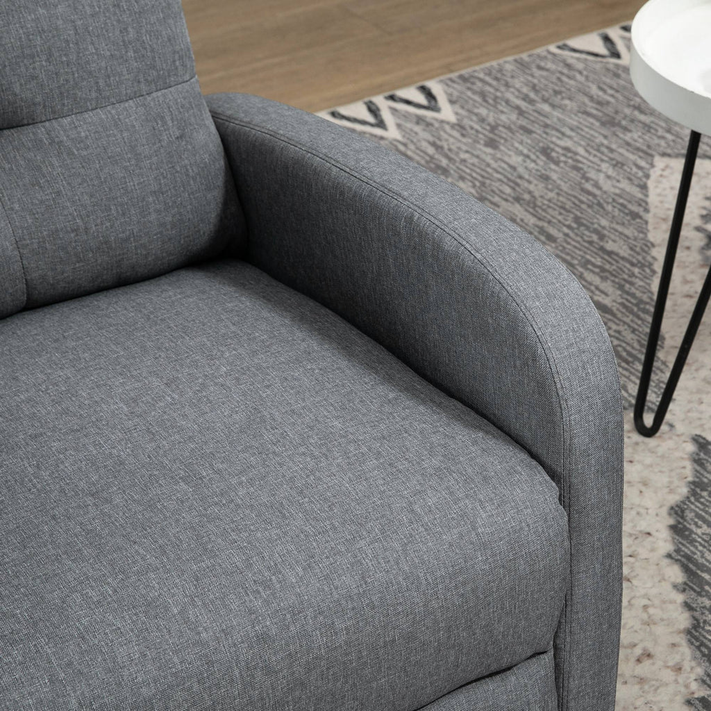155° Max Reclining Chair in Grey Linen Effect Fabric with Footrest, 67x87x98 cm