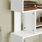 5-Tier S-Shaped Asymmetric Bookcase with 10 Open Shelves, Wooden, 80x24x159 cm, White