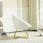 Faux Fur Bedroom Chair with Metal Legs, 75x66x79 cm, White