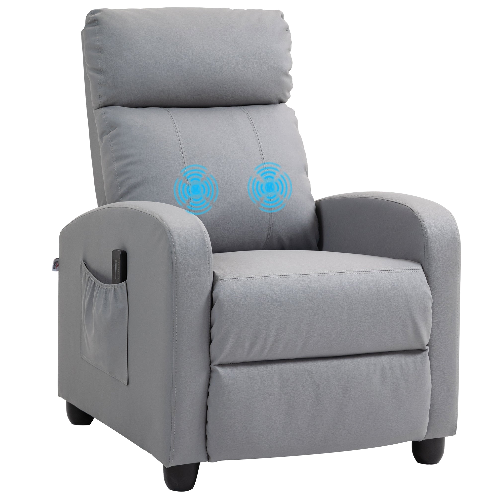 Massage Relax Chair with Remote Control and 8 Programs, Reclining and Footrest, Light Grey