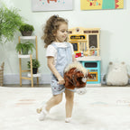 Horse with Stick and Realistic Sounds for Children 24+ Months, in Polyester and Wood, 95x25x27 cm, Brown