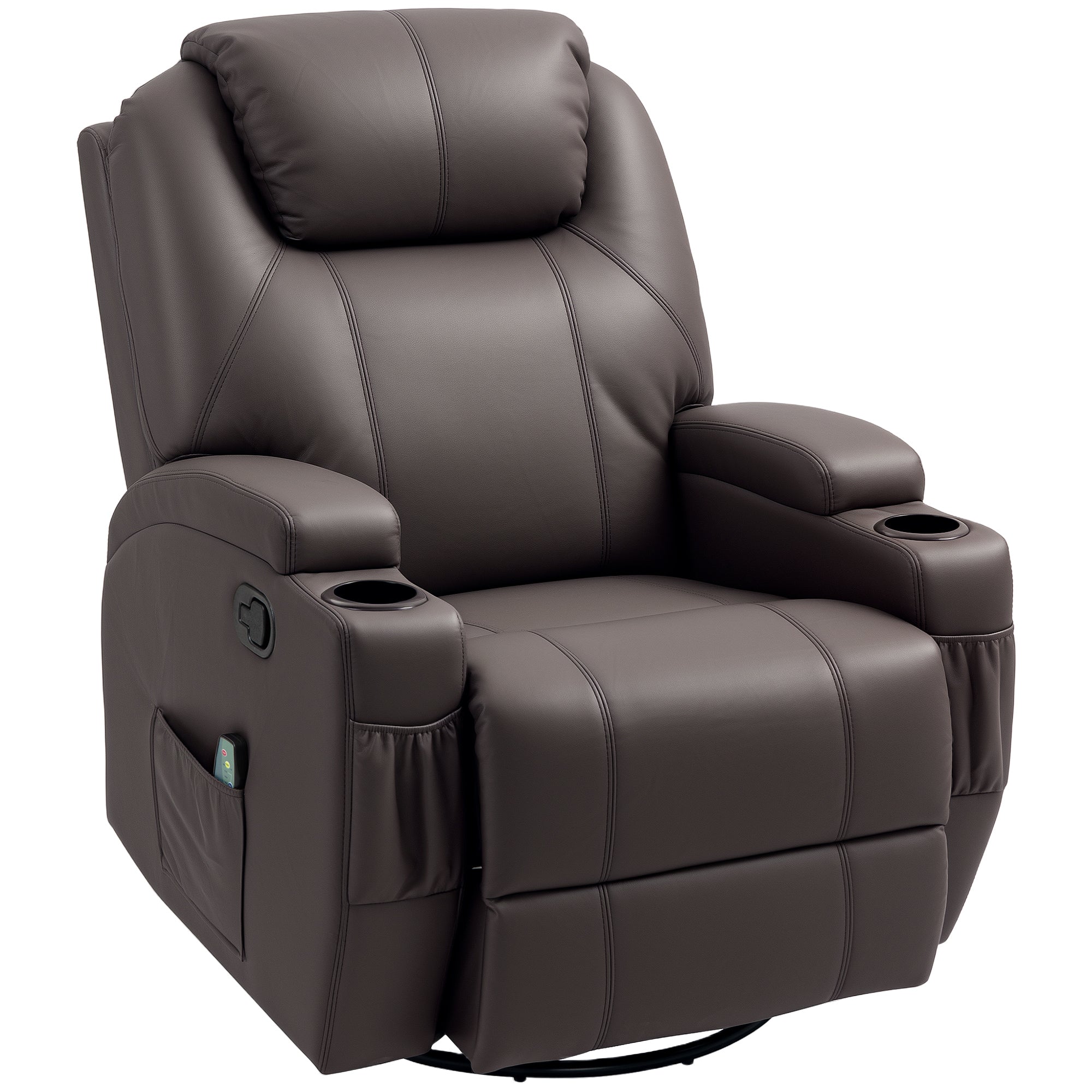 Reclining Massage Chair with 8 Massage Points and 5 Modes, 84x92x109cm, Dark Brown