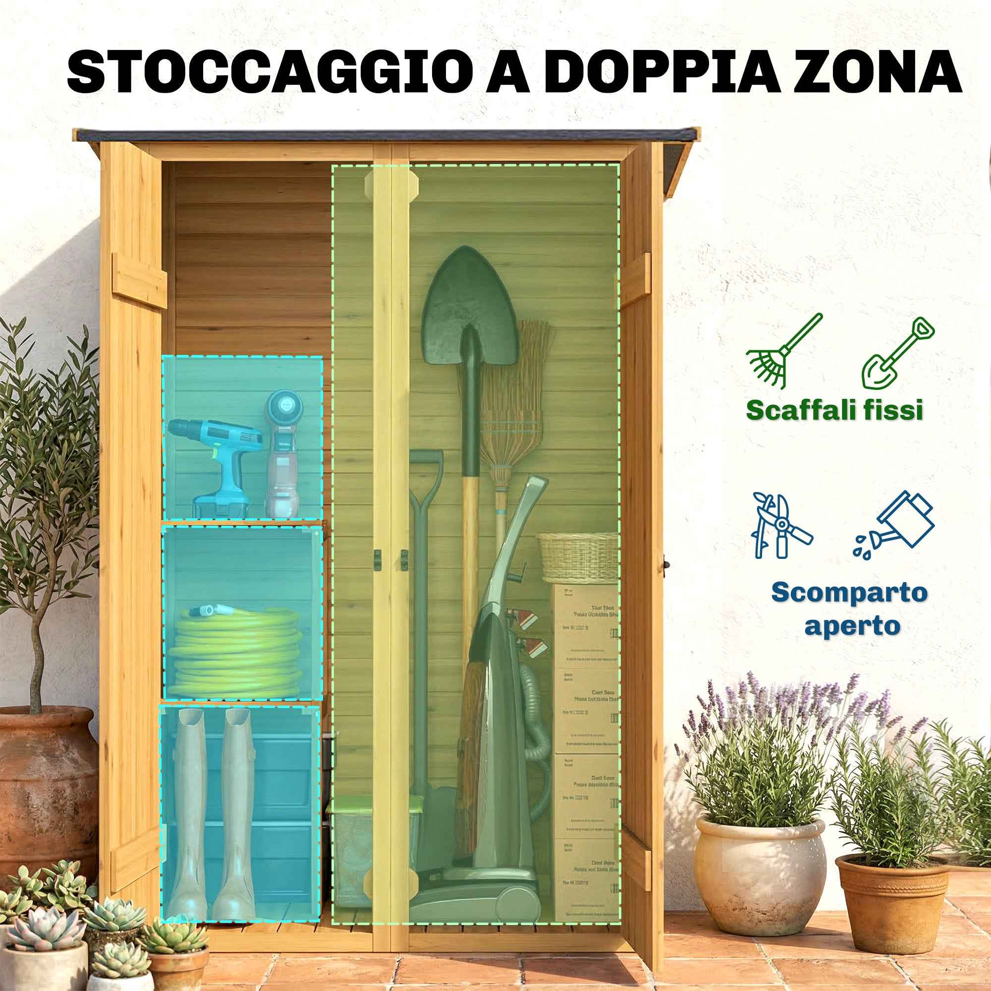 Outsunny Brown Wooden Shed, Tool Storage with 2 Shelves