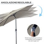 Outsunny 3x2.50 m Tilting Garden Umbrella with Crank and Removable Pole, Light Grey