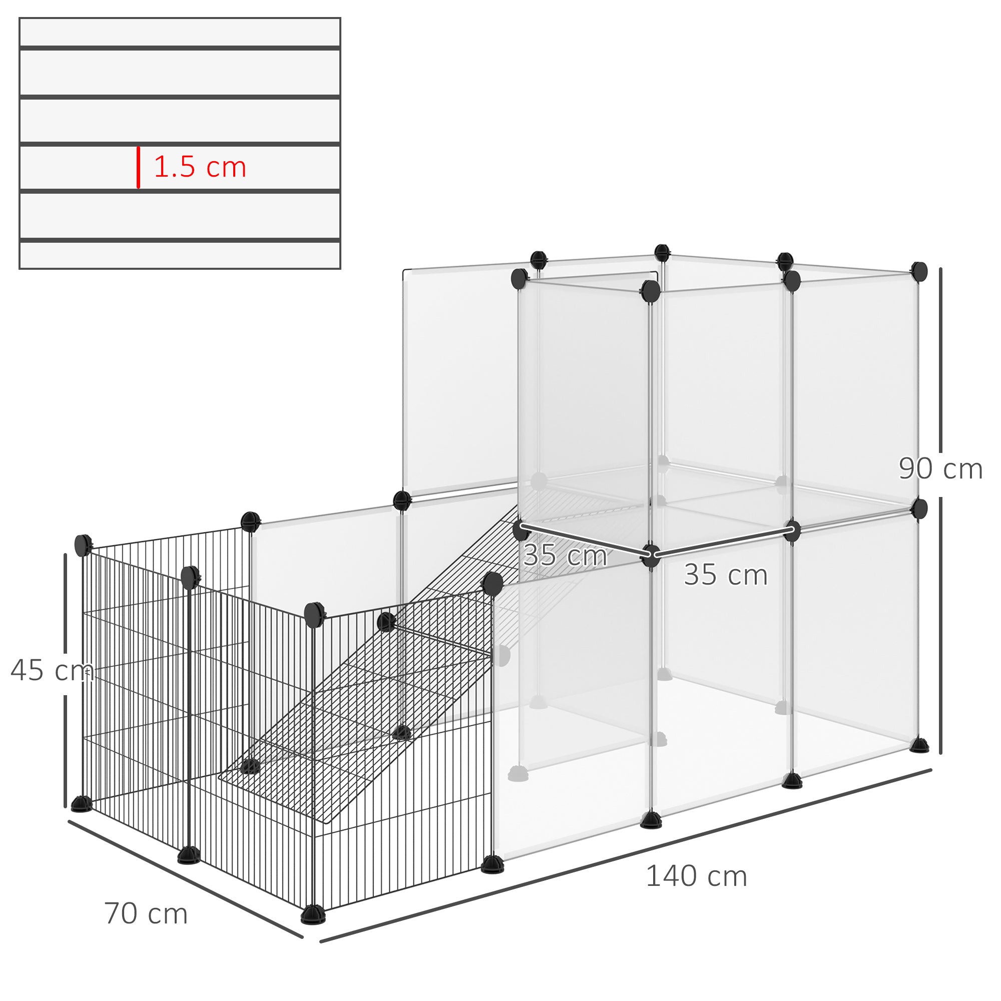 Modular Enclosure for Rabbits and Small Animals, 27 Steel and Resin Panels