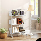 HOMCOM Modern 3-Tier Book Cart with Swivel Wheels for Books and Magazines, 69x26x108 cm, White