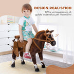 Rocking Horse for Children 2+ Years with Nitrite, Saddle and Stirrups, Plush and Metal, 85x28x60 cm, Brown
