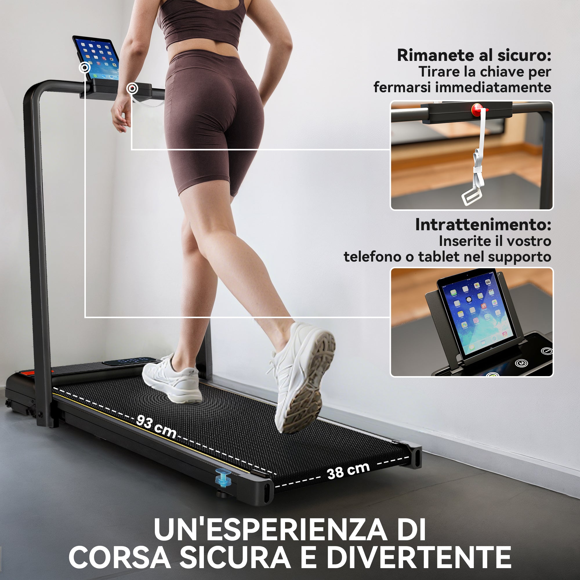 Folding Treadmill with Adjustable Incline, Speed 1-10 km/h, LED Display and Remote Control, Black
