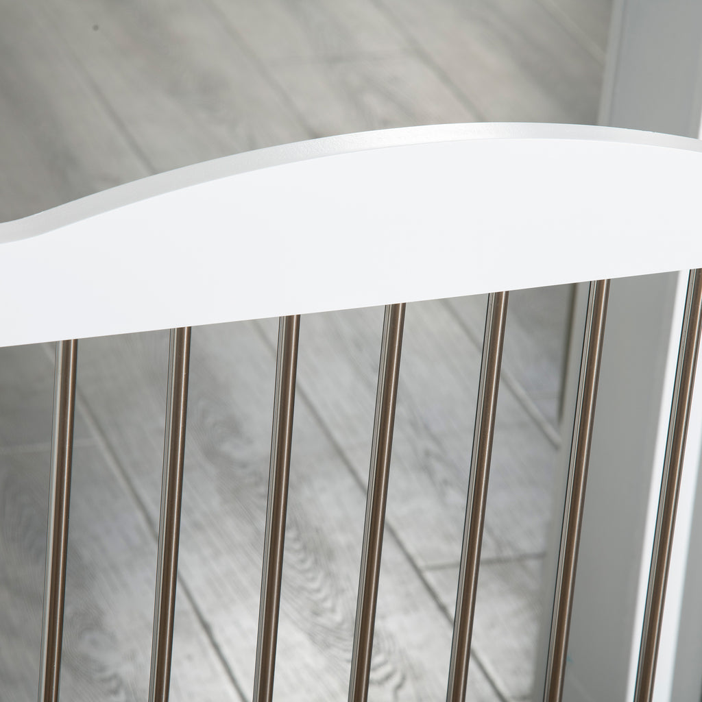 3-Panel Folding Dog Gate in Wood and Steel, 154 x 30 x 80 cm, White