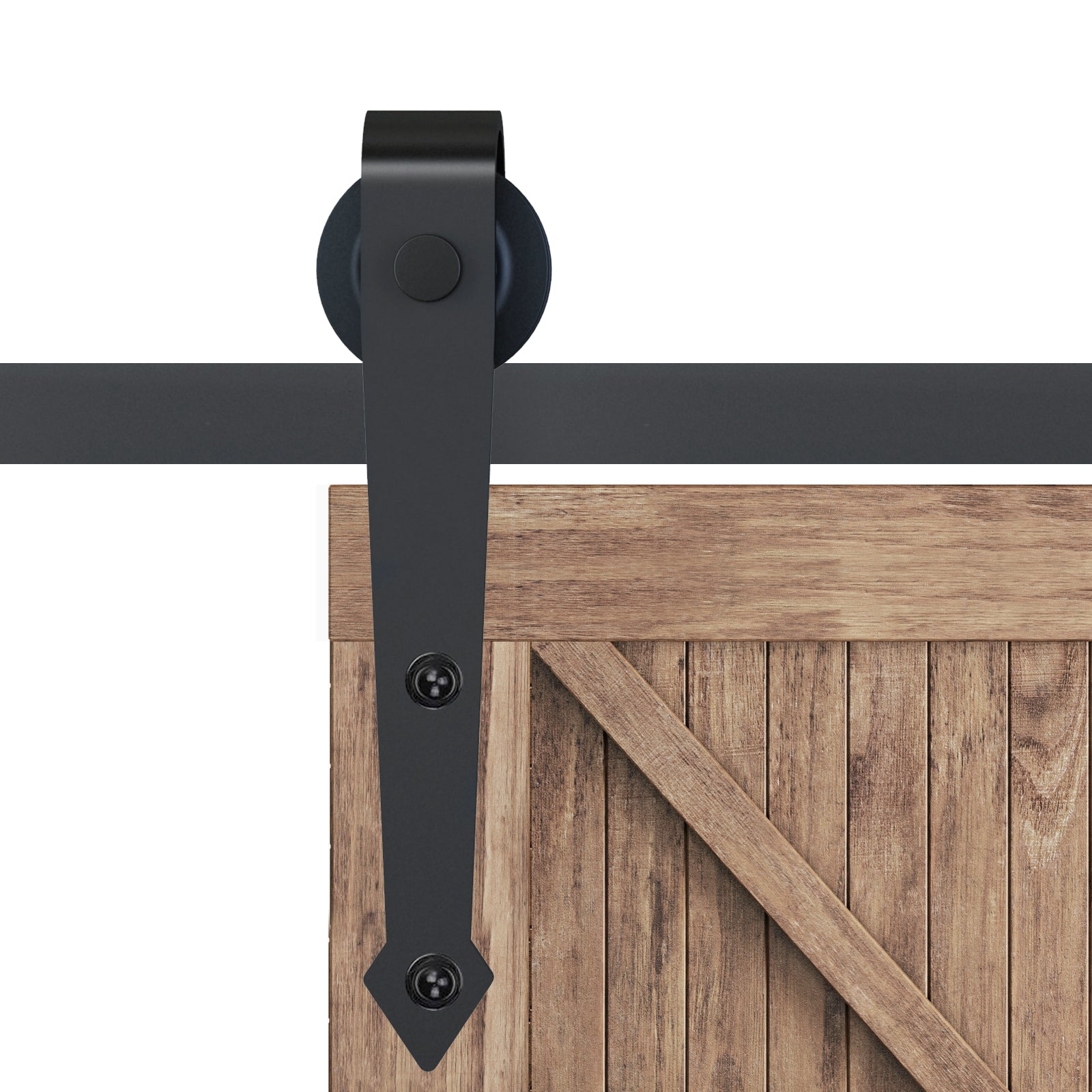 Rustic Style Carbon Steel Single Sliding Door Track Kit, Brown