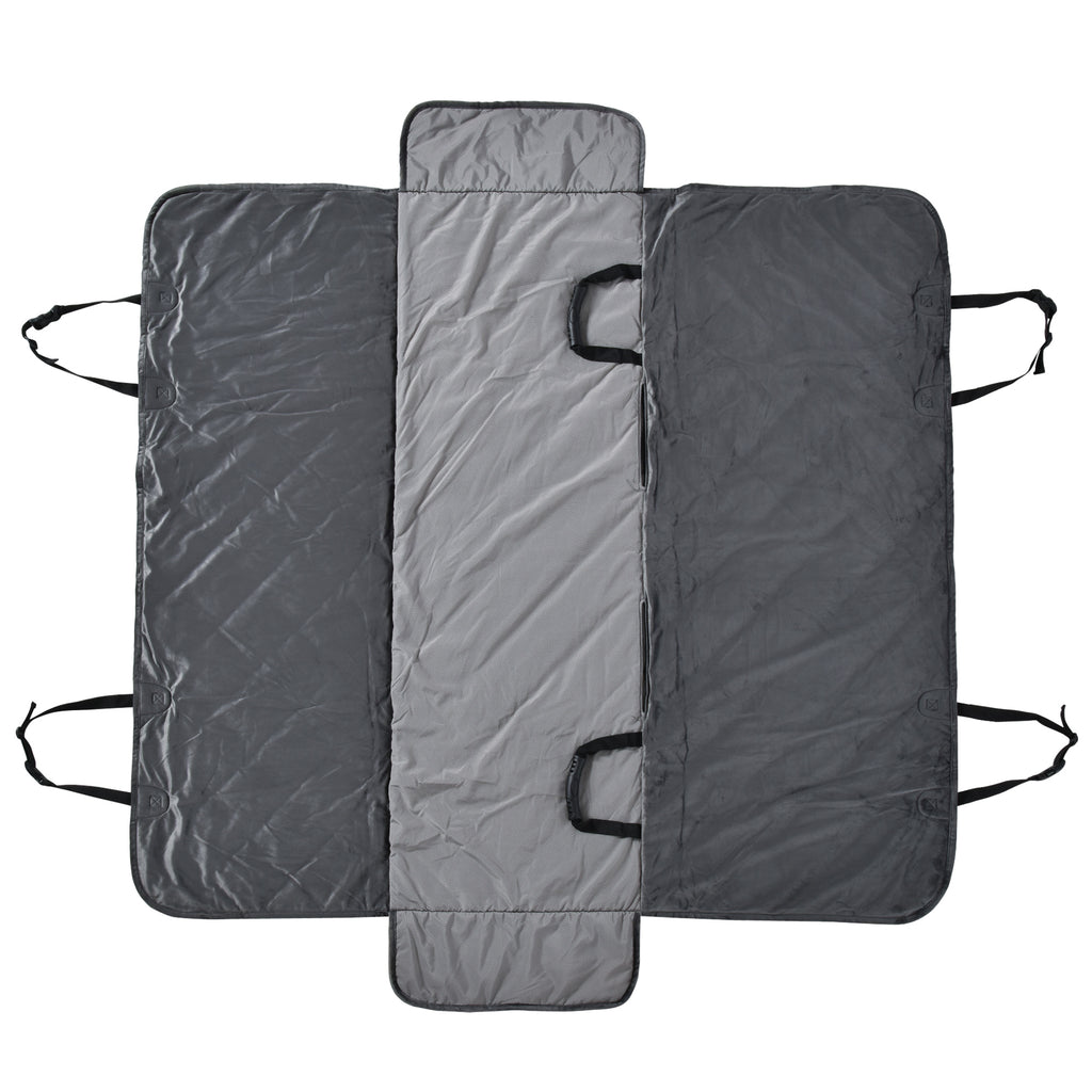 Velvet Dog Car Seat Cover with Non-Slip Backing and Attachment Straps, 160x145cm, Grey