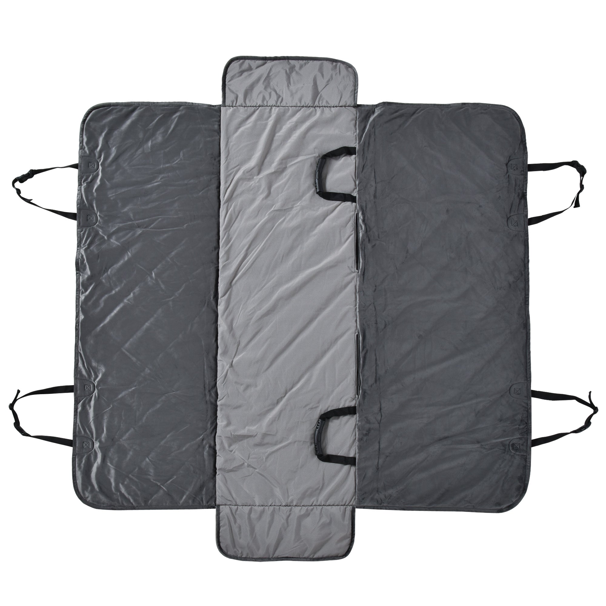 Velvet Dog Car Seat Cover with Non-Slip Backing and Attachment Straps, 160x145cm, Grey