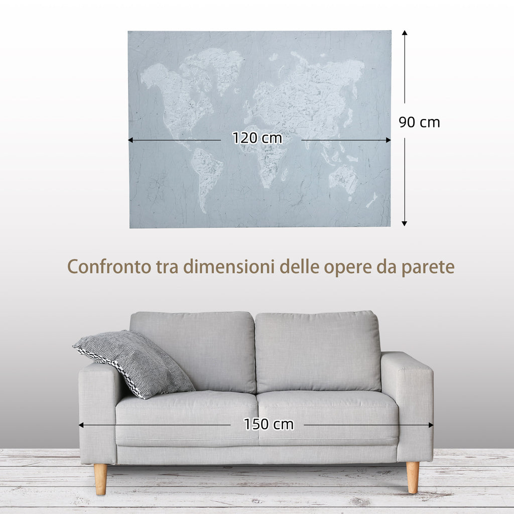 120x90cm Canvas Print for Home and Office, Pine Wood Canvas and Polyurethane Resin Ink, Grey and White