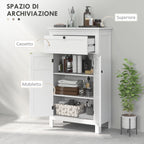 Bathroom Cabinet with 2 Doors and Drawer, Space-Saving Bathroom Cabinet with Adjustable Shelves, 60x30x102.5 cm, White