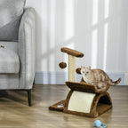 Cat Scratching Post, Cat Tree, Cat Toy, with Bed, 2 Hanging Balls in Natural Sisal, Height 43cm