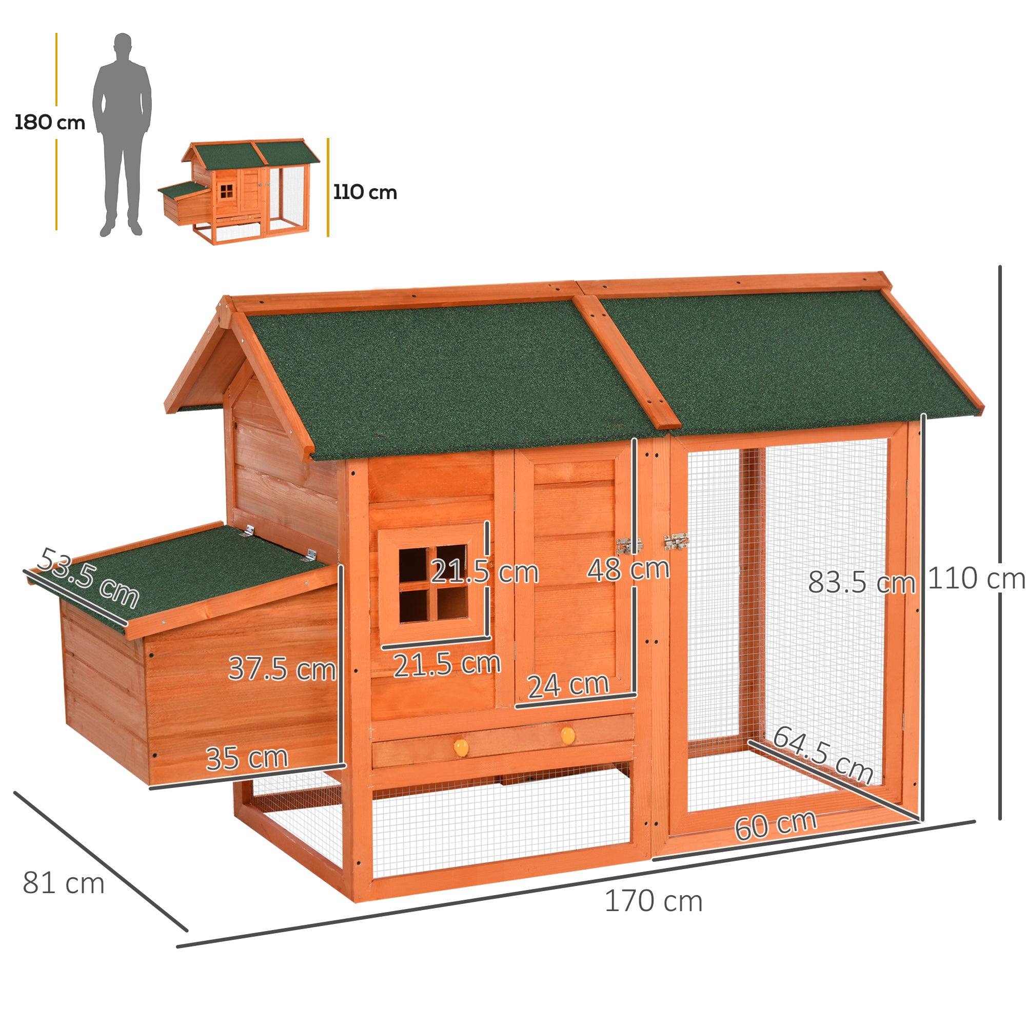 Prefabricated Wooden Chicken Coop with Nesting Box and Removable Tray